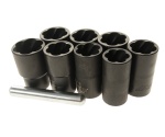 Набор головок для поврежденных болтов 1/2" 17-24мм 9 предметов JTC